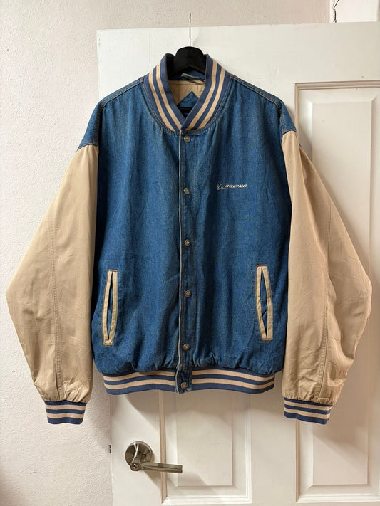 Vintage Boeing Denim Varsity Jacket [L]