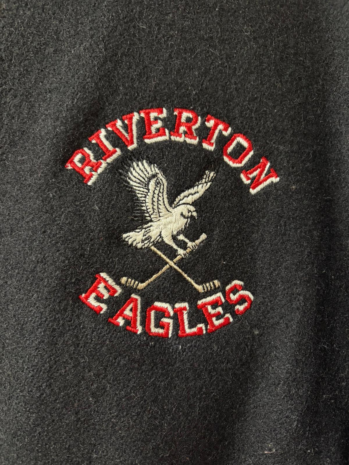 Vintage KOBE Riverton Eagles 2000 Leather Sleeve Varsity Jacket - Made in Canada [L]