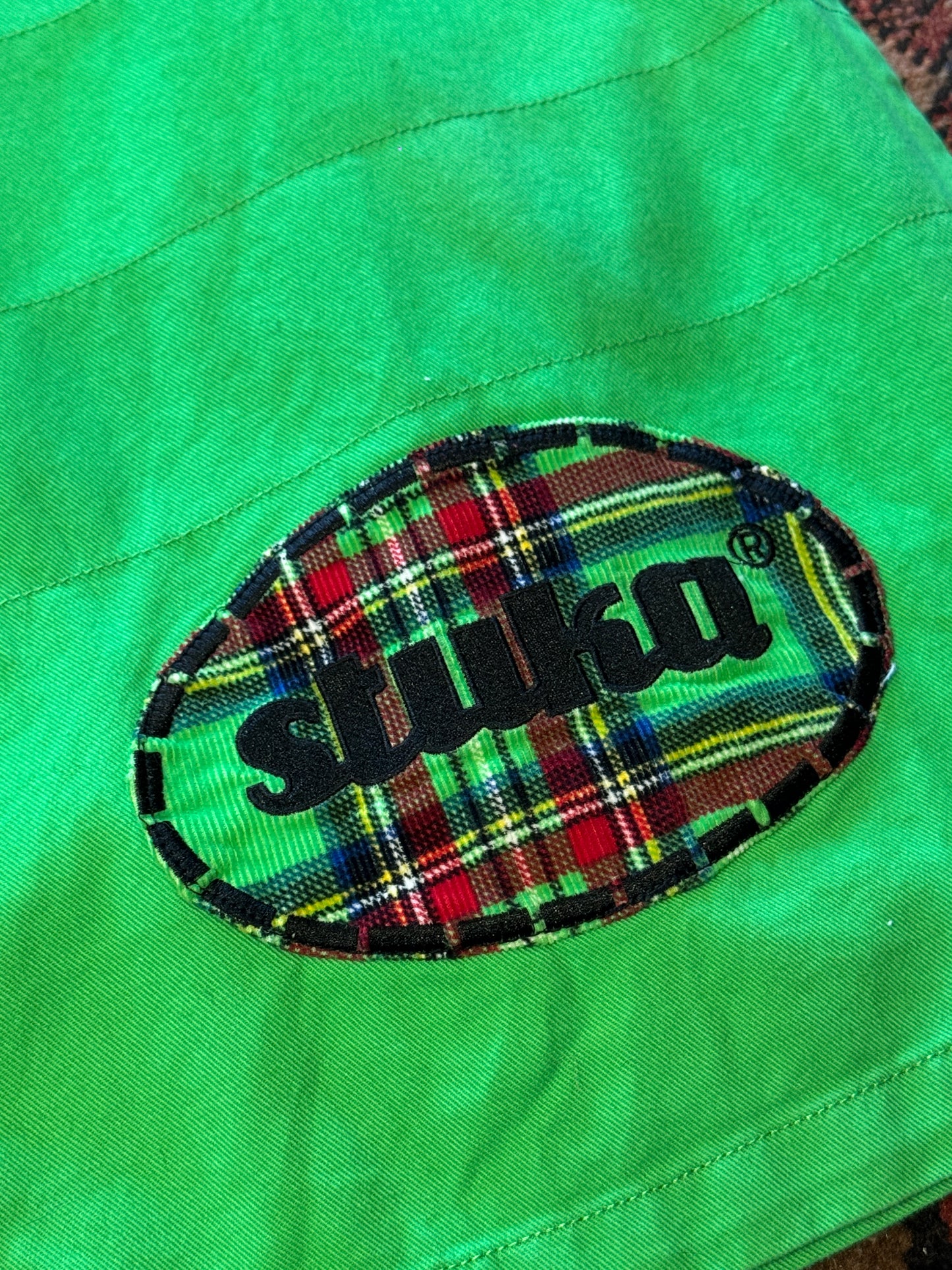 Stuka Parachute Pants – Green with Tartan Panels