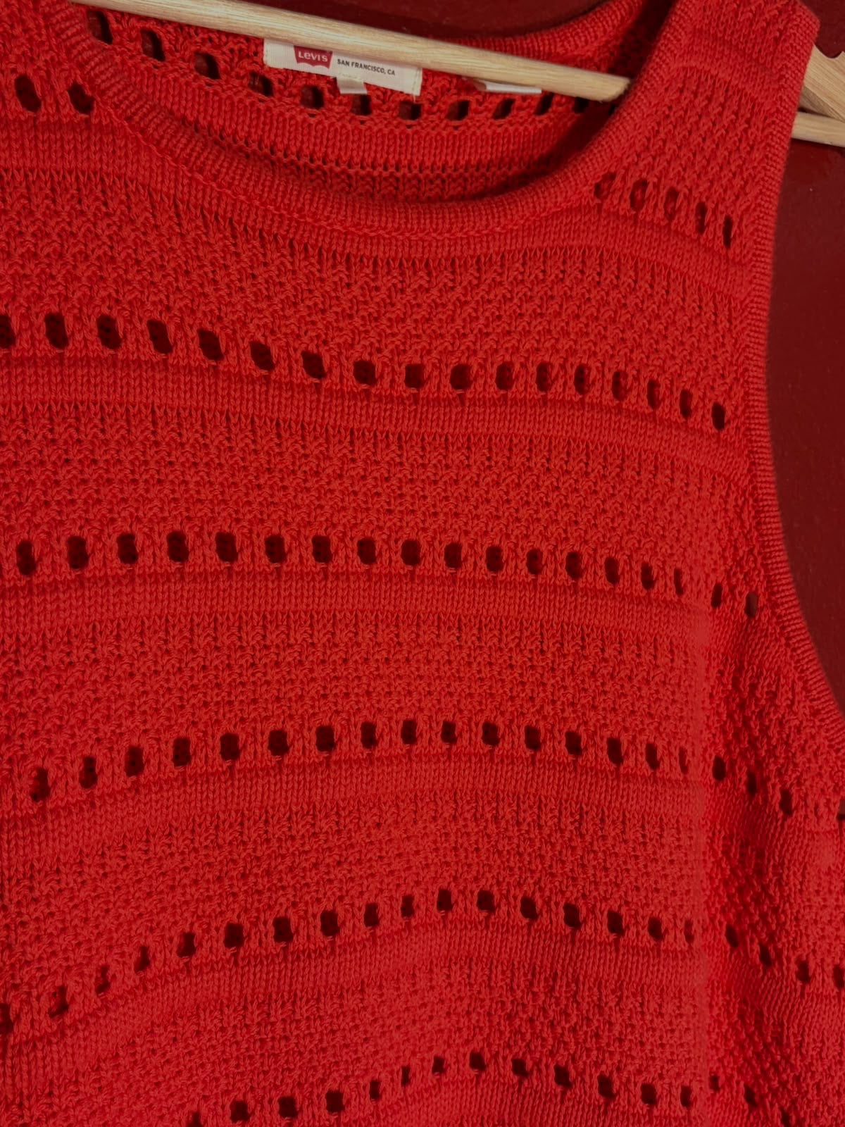 Levi's Red Open Knit Sleeveless Top - Size XL