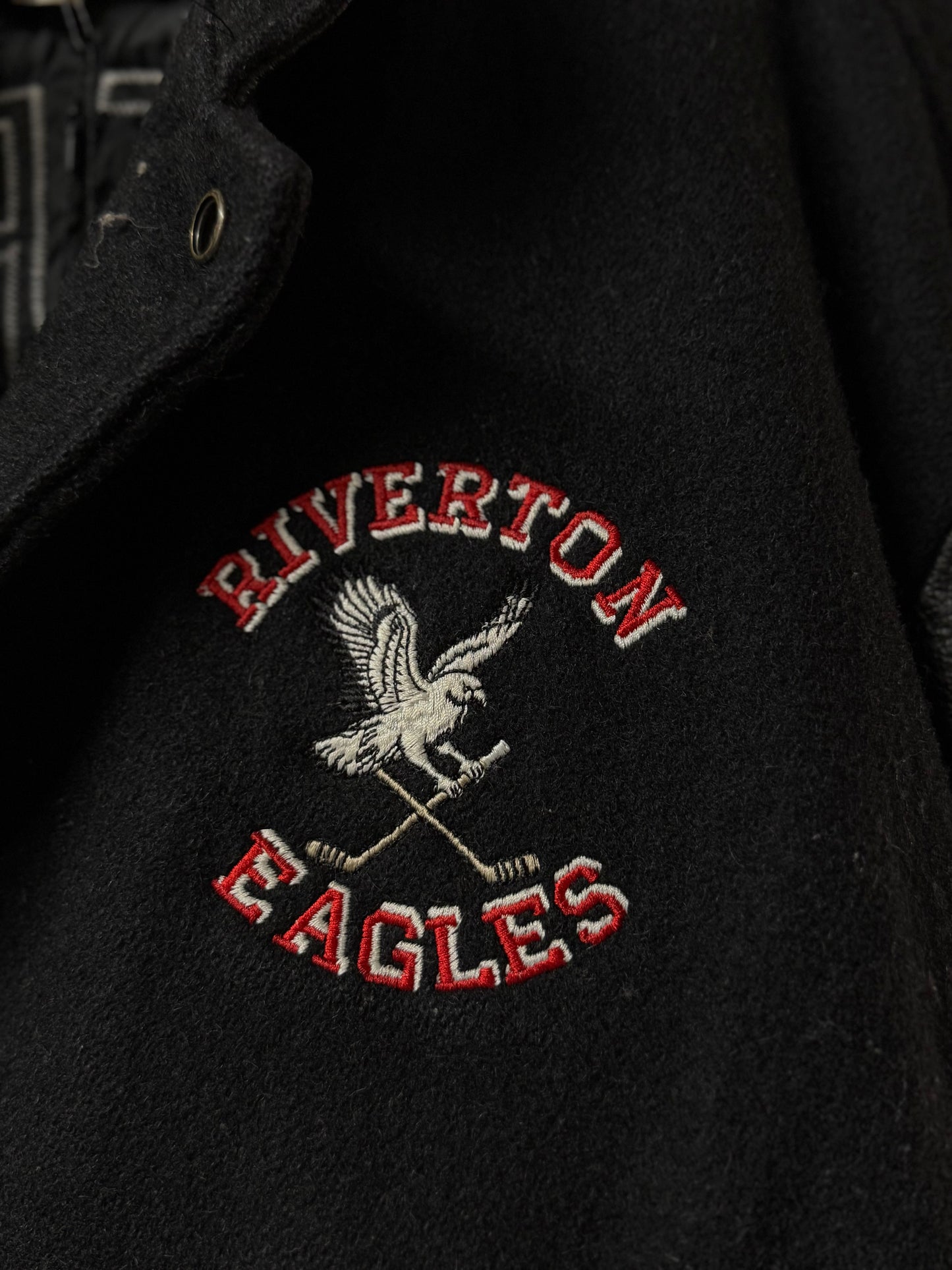 Vintage Black Wool & Leather Varisty Jacket - Made in Canada [M]