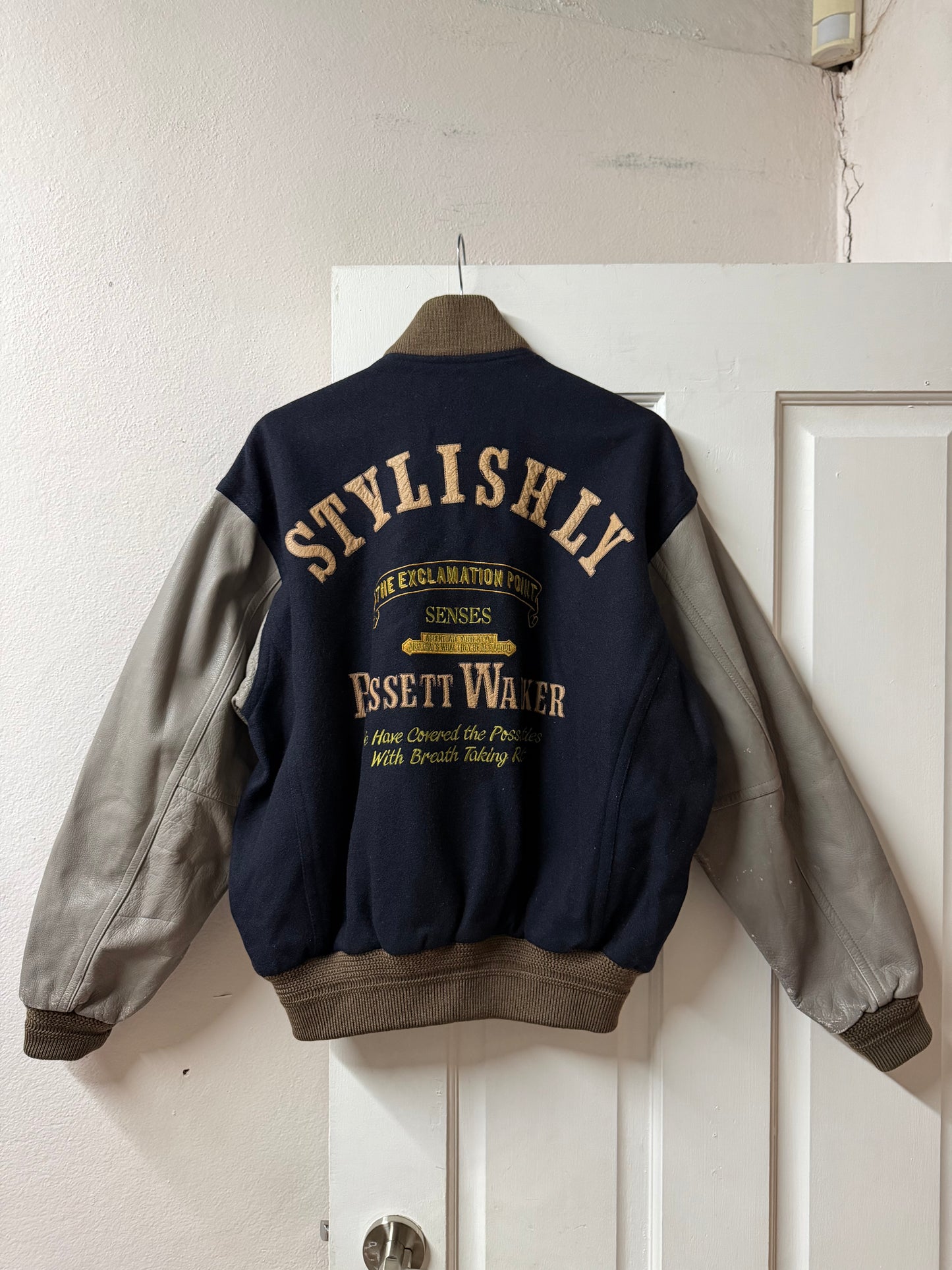 Navy & Grey Bassett Walker Varsity Jacket - Made in Japan [M]