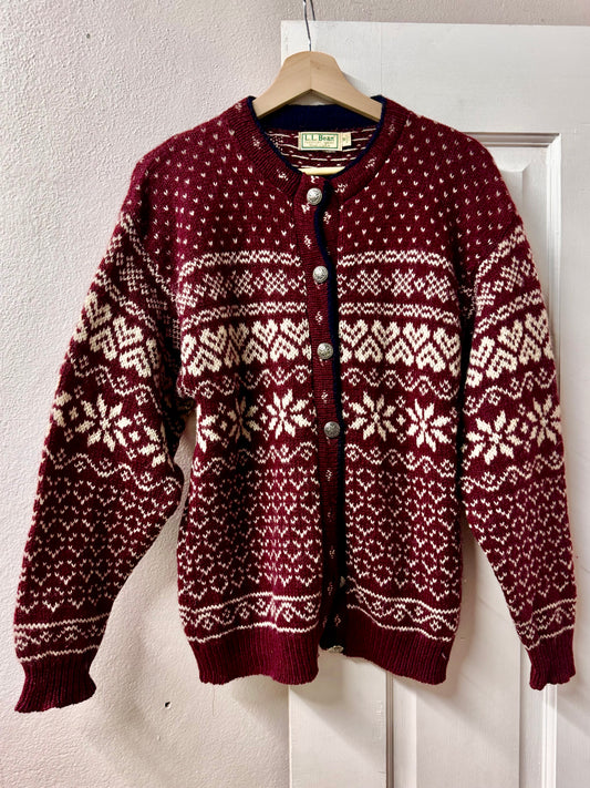 Vintage L.L. Bean Nordic Ragg Wool Cardigan - Made in USA [M]