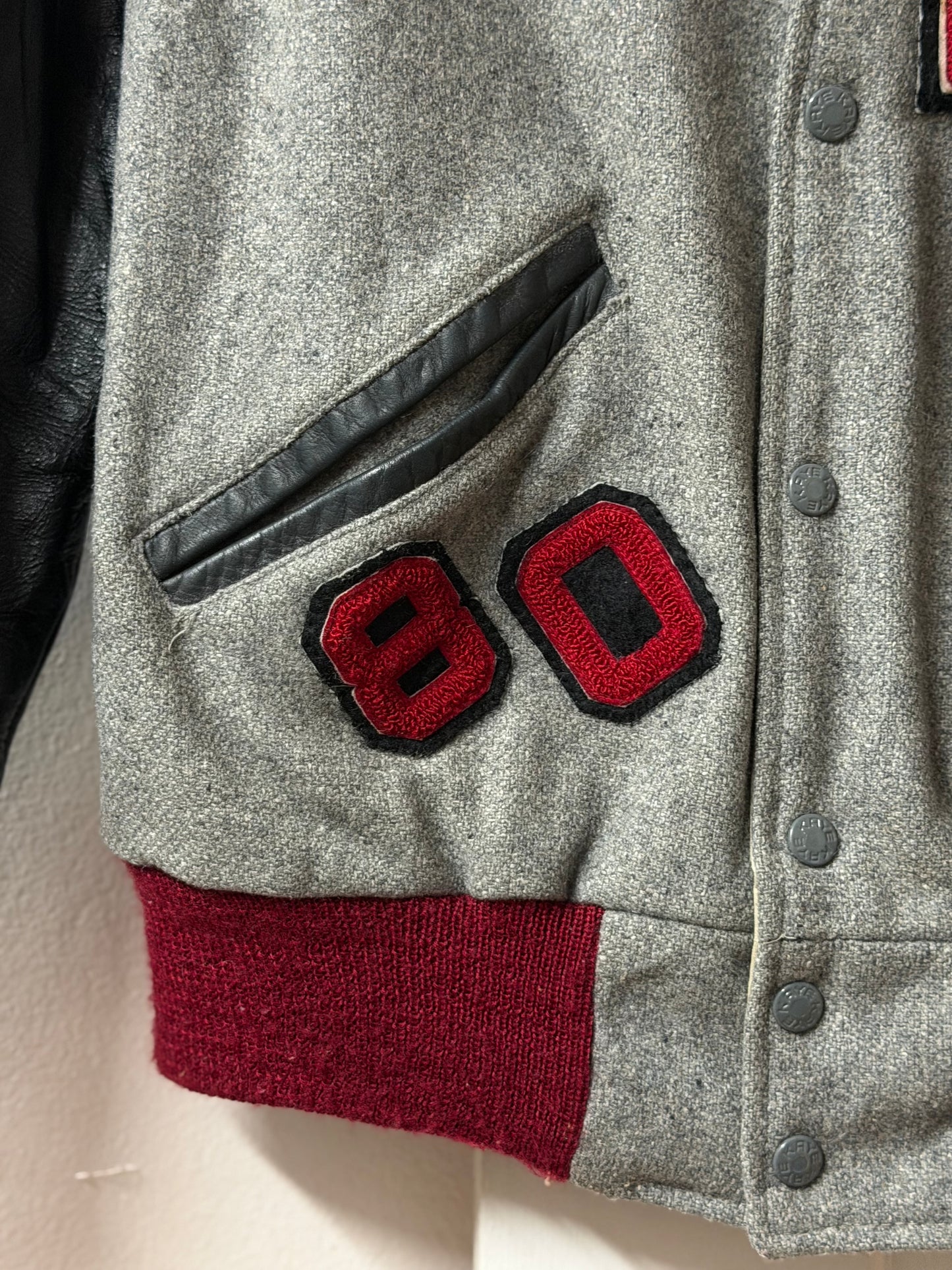 Kaye Bros Chenille Leather Varsity Jacket - Made in USA [M]