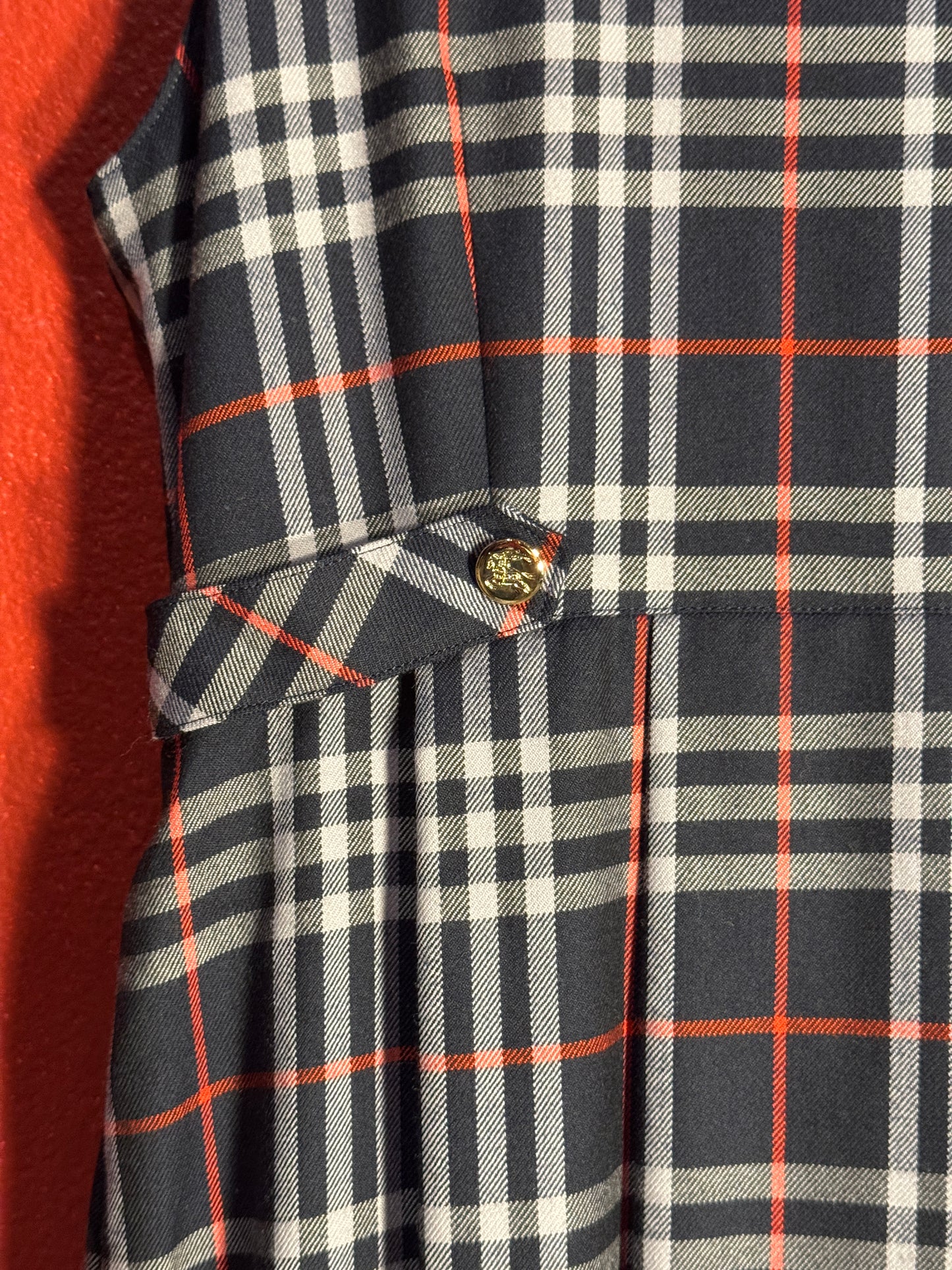 Vintage 1990s Burberrys Navy Check Dress - 160A [AU 8-10]