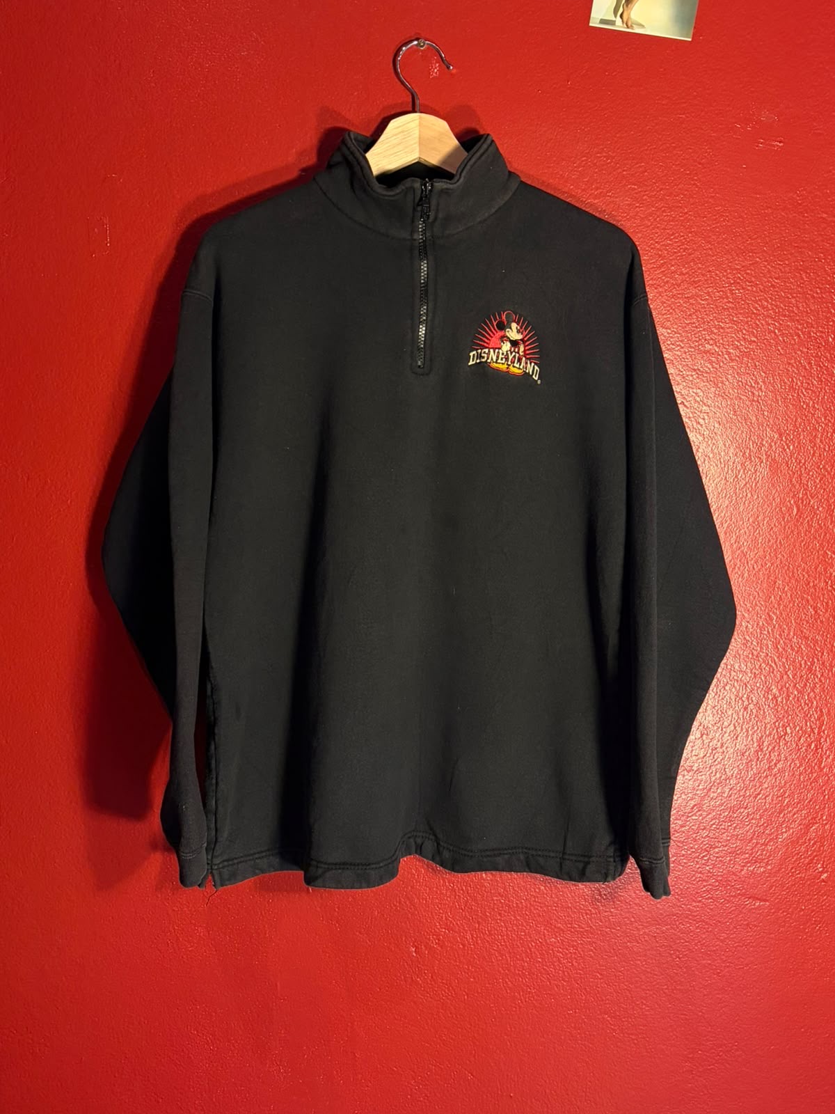 Vintage Disneyland Mickey Embroidered Quarter Zip Sweatshirt - M (AU M)