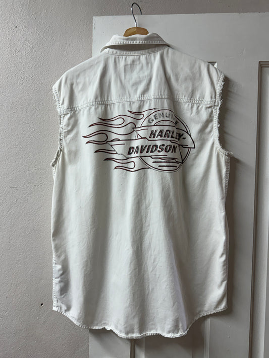 Harley Davidson Sleeveless Cotton Twill Shirt [L]