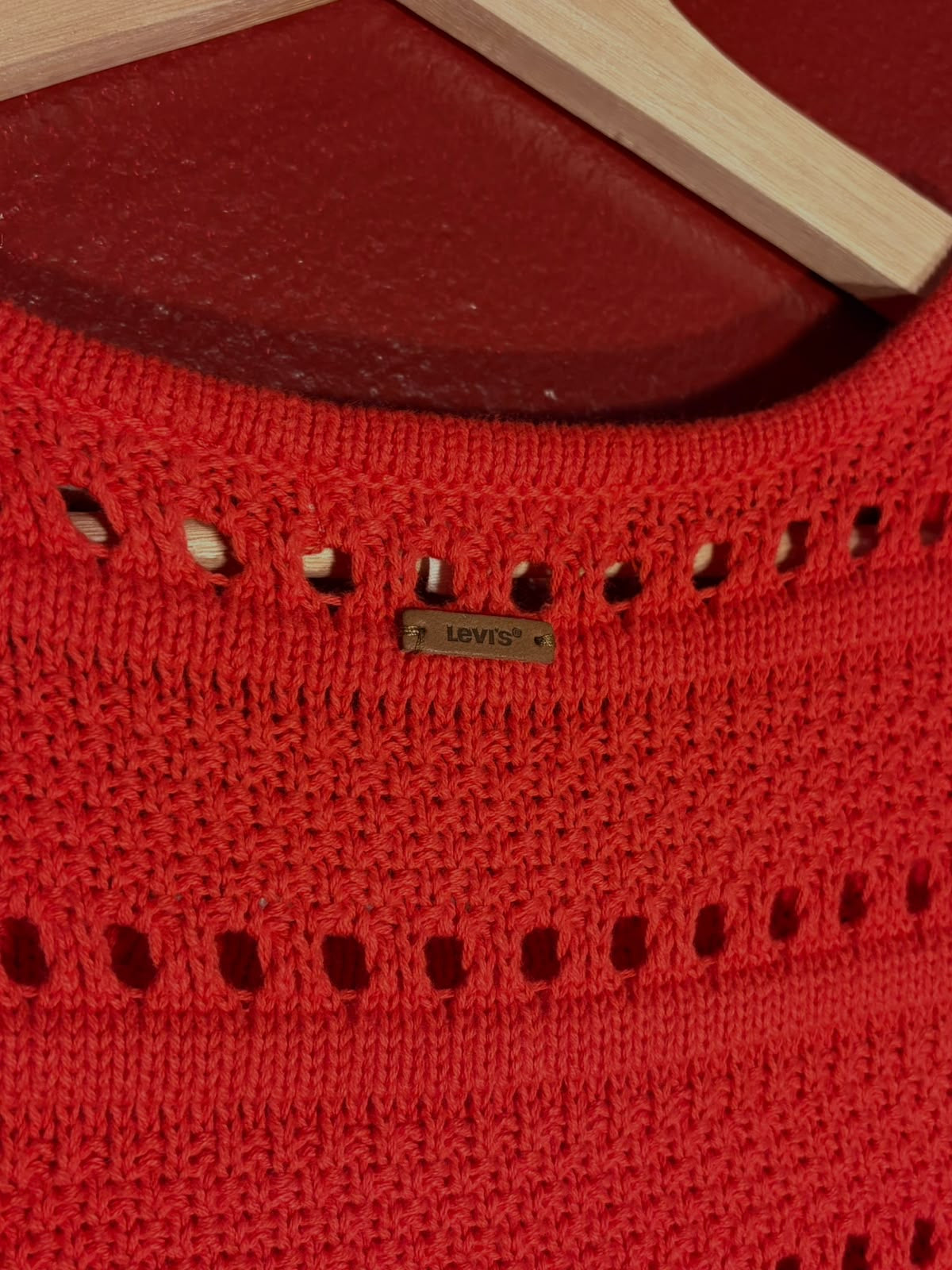 Levi's Red Open Knit Sleeveless Top - Size XL
