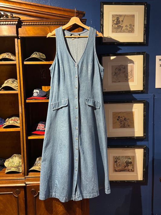 Vintage Clues Collections Denim Button-Front Maxi Dress – Size 12