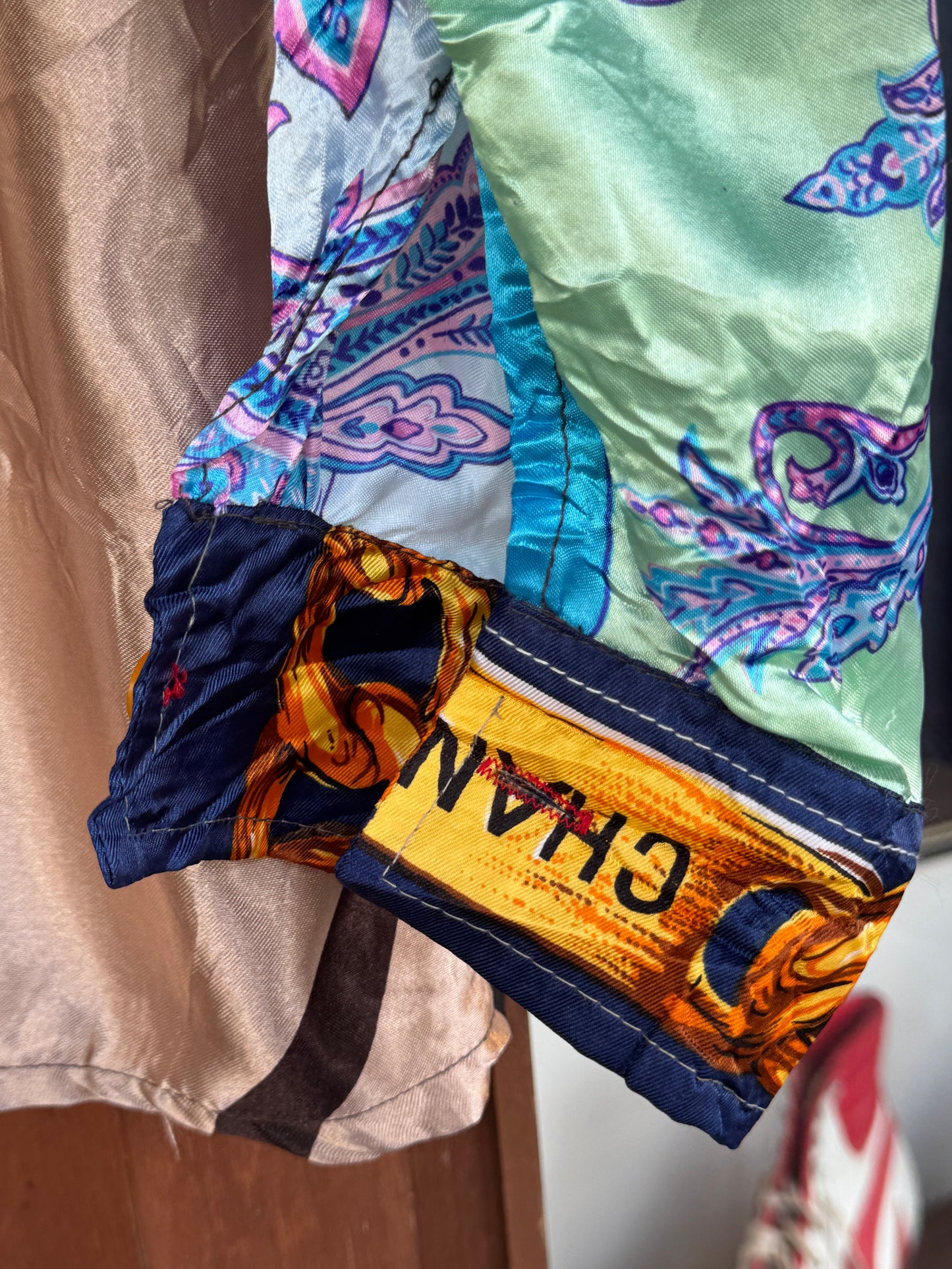 Designer Vintage Silk Reworked Button Up [L]