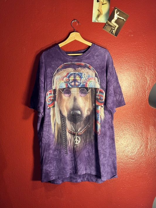 Vintage The Mountain Hippie Dog Tie-Dye T-Shirt [2XL]