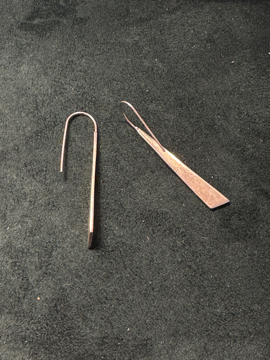 Vintage Modernist Sterling Silver Earrings – Minimalist Geometric Drop, 925