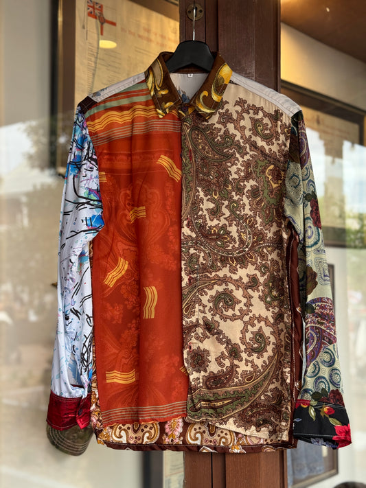 Vintage Silk Reworked Button Up [S]