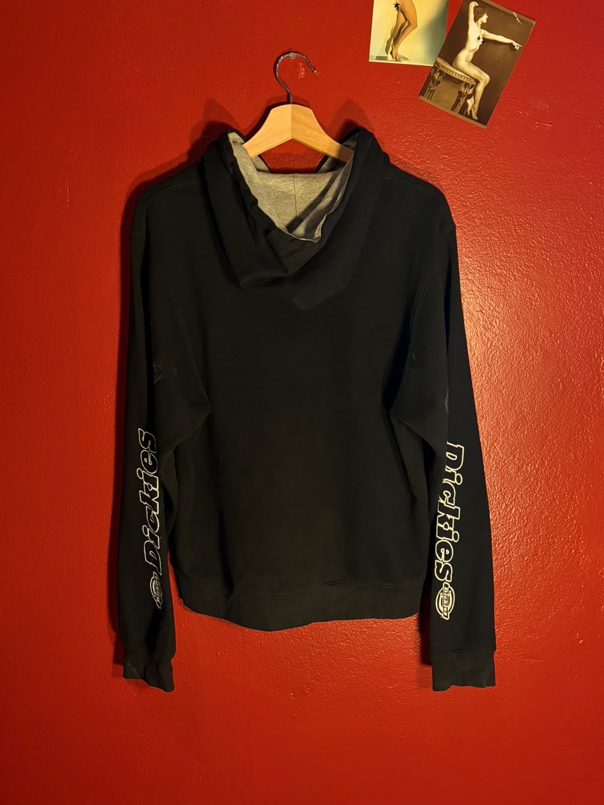 Dickies Girl Black Logo Sleeve Hoodie [L]