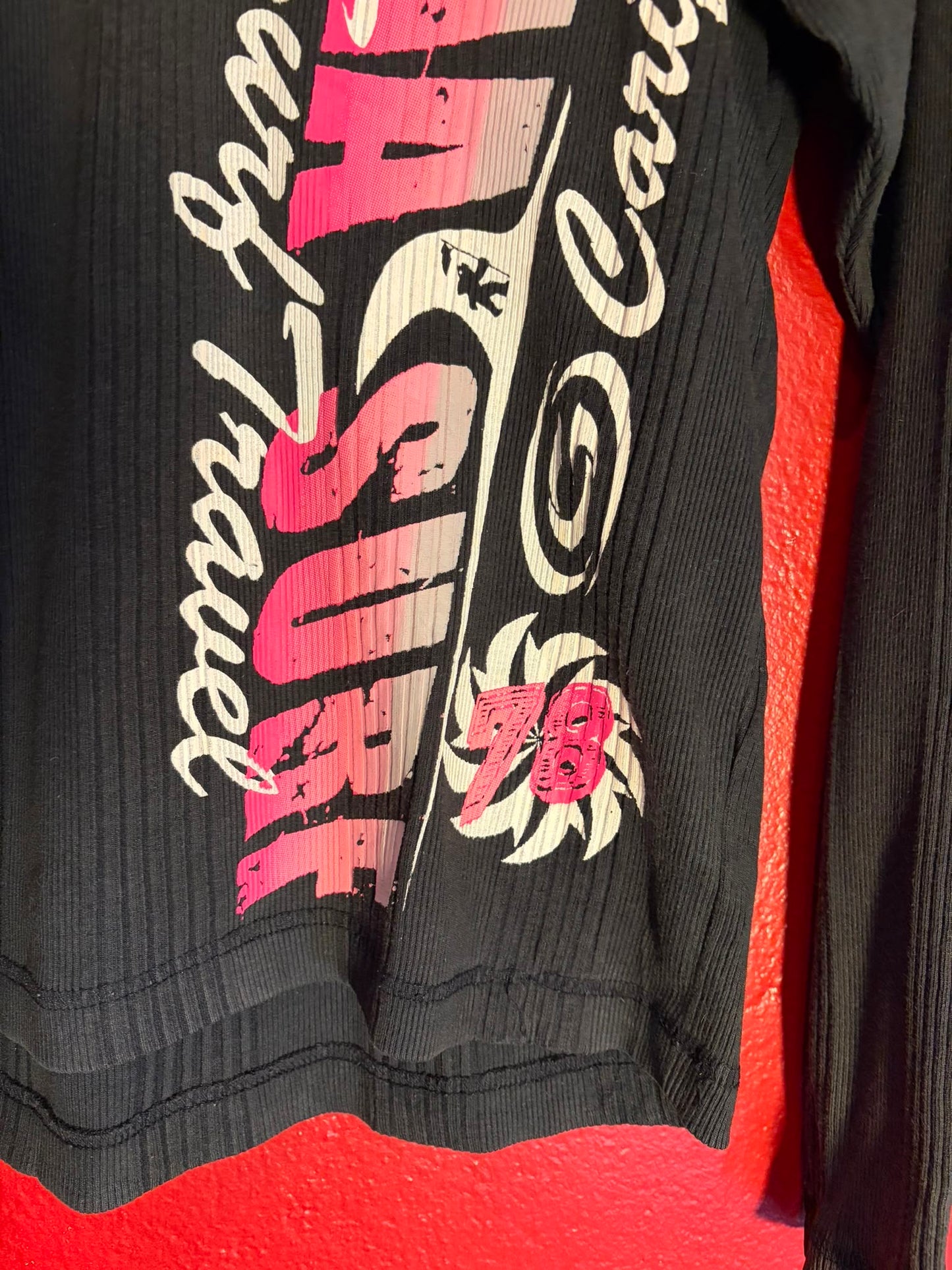 Vintage Gotcha Graphic Ribbed Long Sleeve Henley Top - S (AU 8-10)