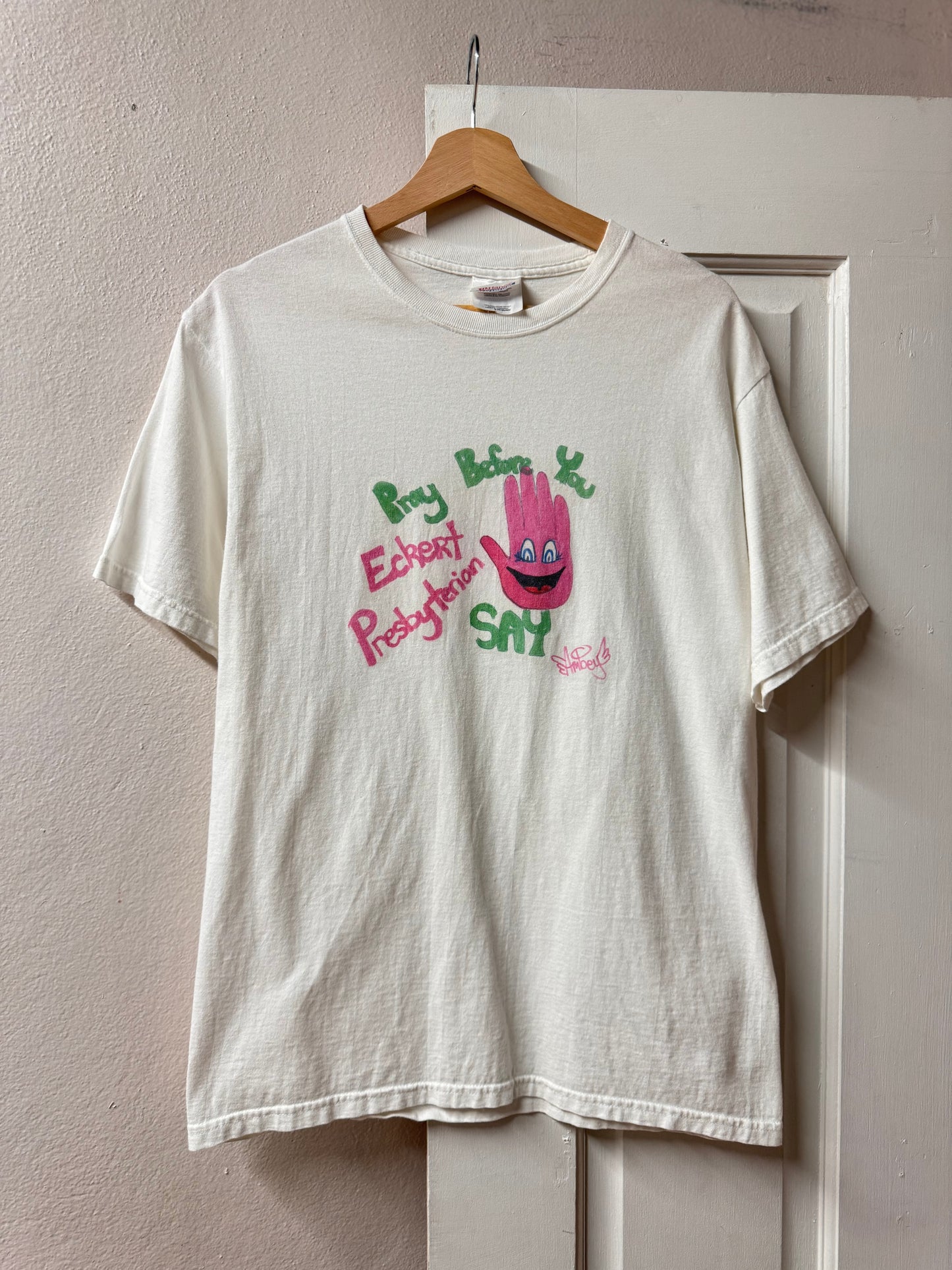 Pray Before You Say White Tee [M]