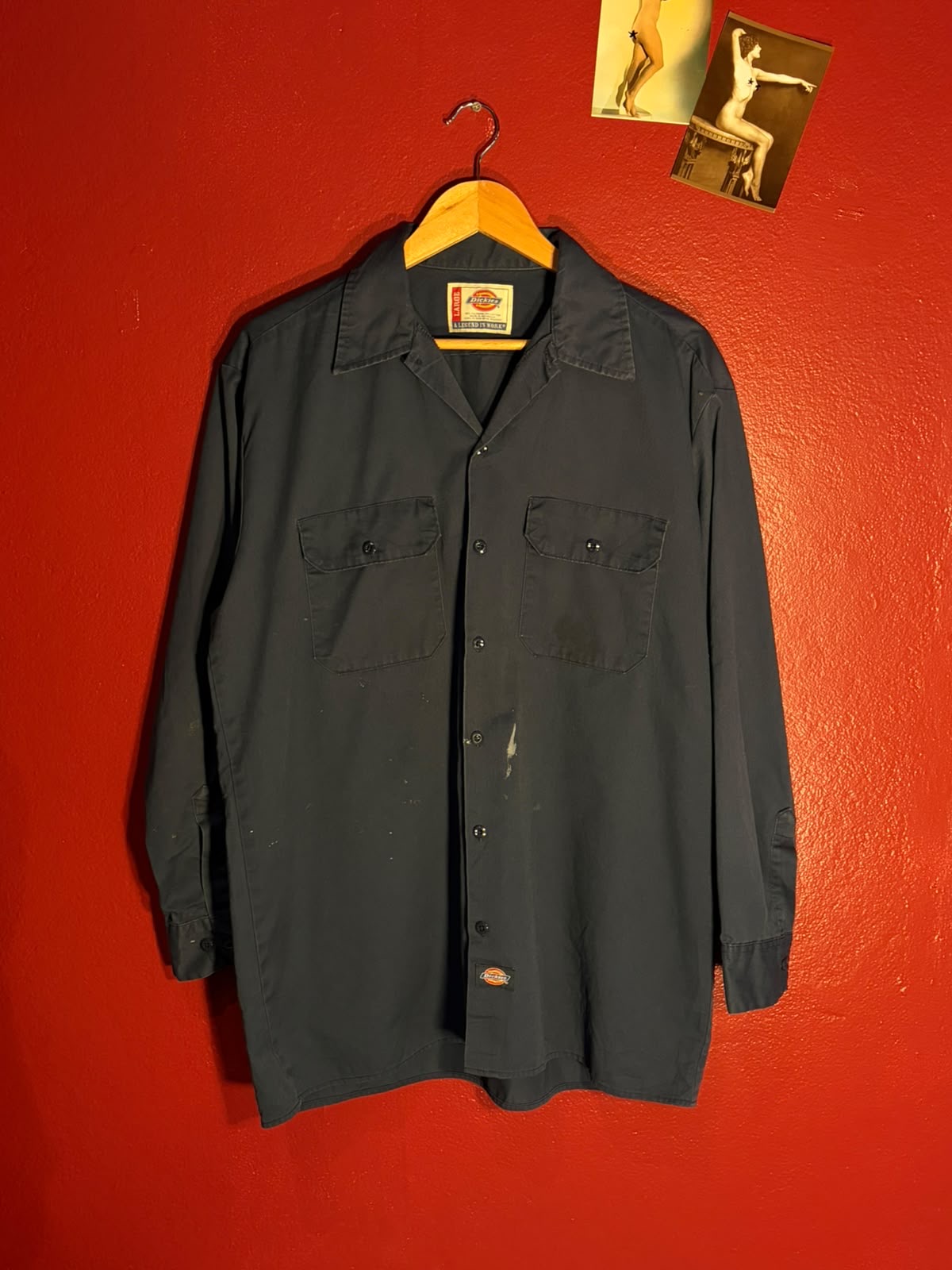Vintage Dickies Long Sleeve Work Shirt (L)