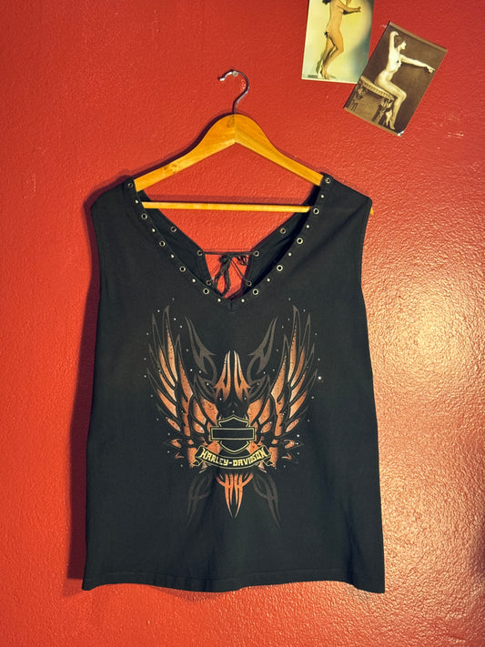 Harley Davidson Lace Up Sleeveless Tank [2W]