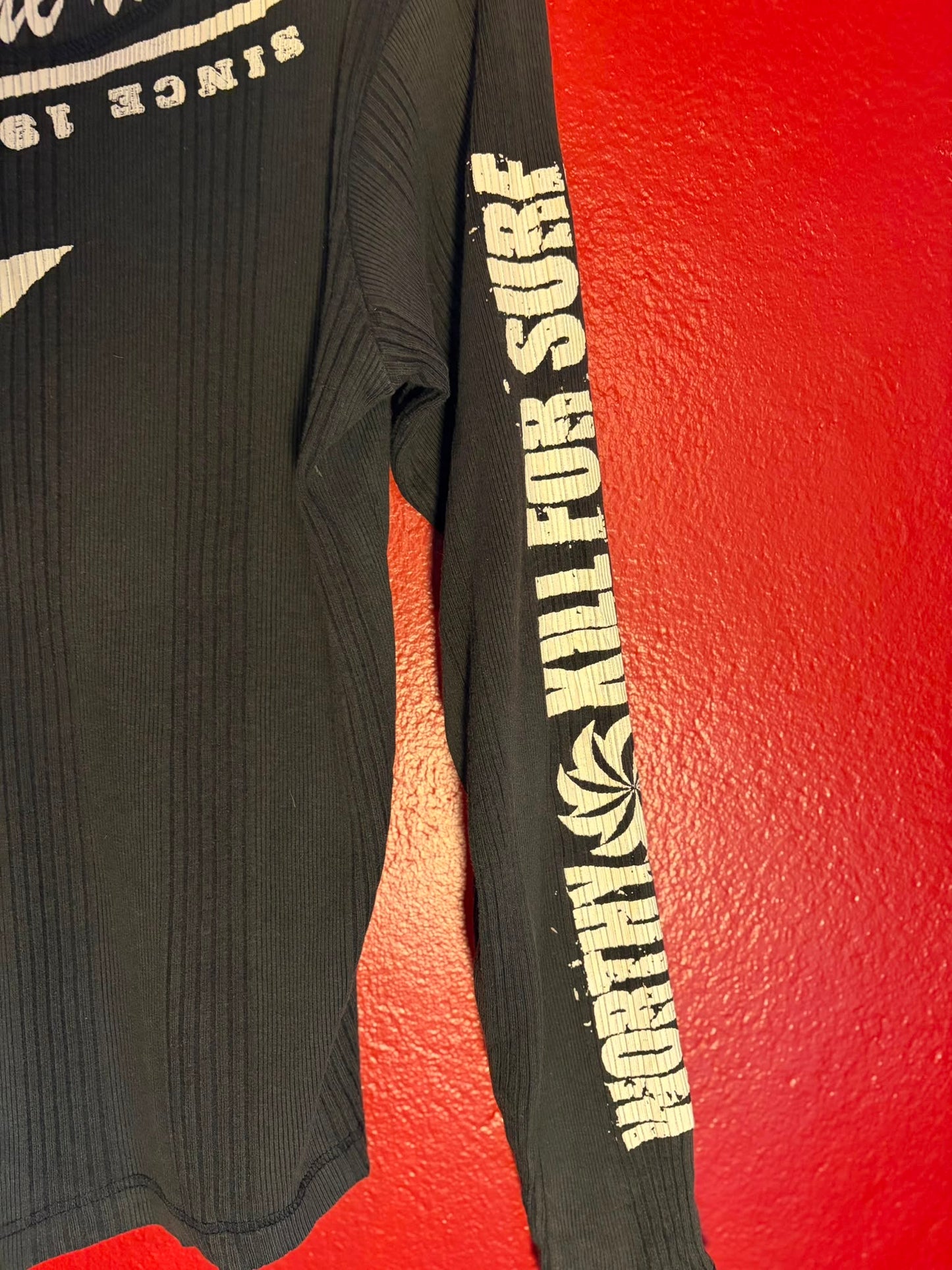 Vintage Gotcha Graphic Ribbed Long Sleeve Henley Top - S (AU 8-10)