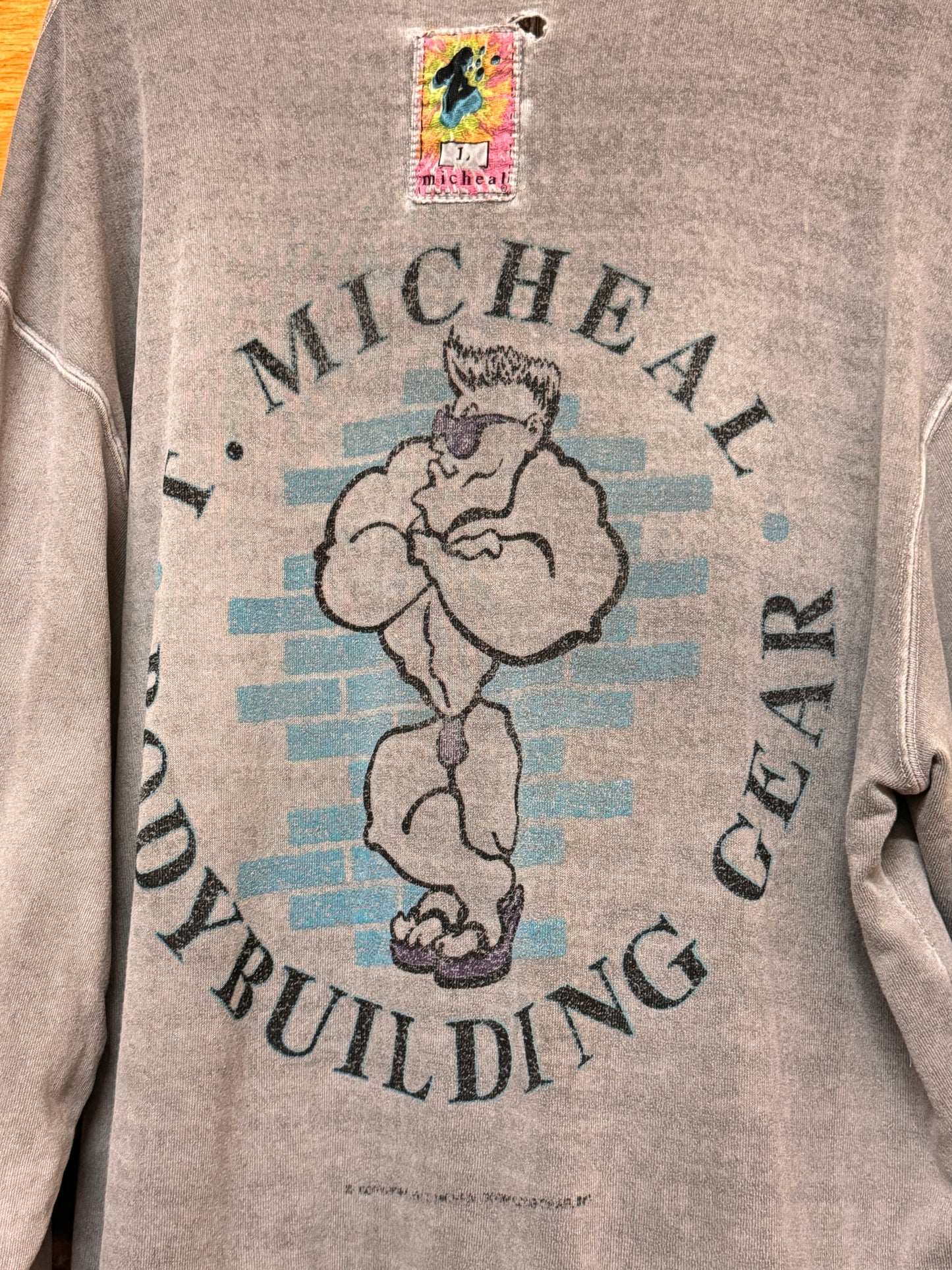 Vintage Bodybuilding Grey Crewneck Sweater [L]