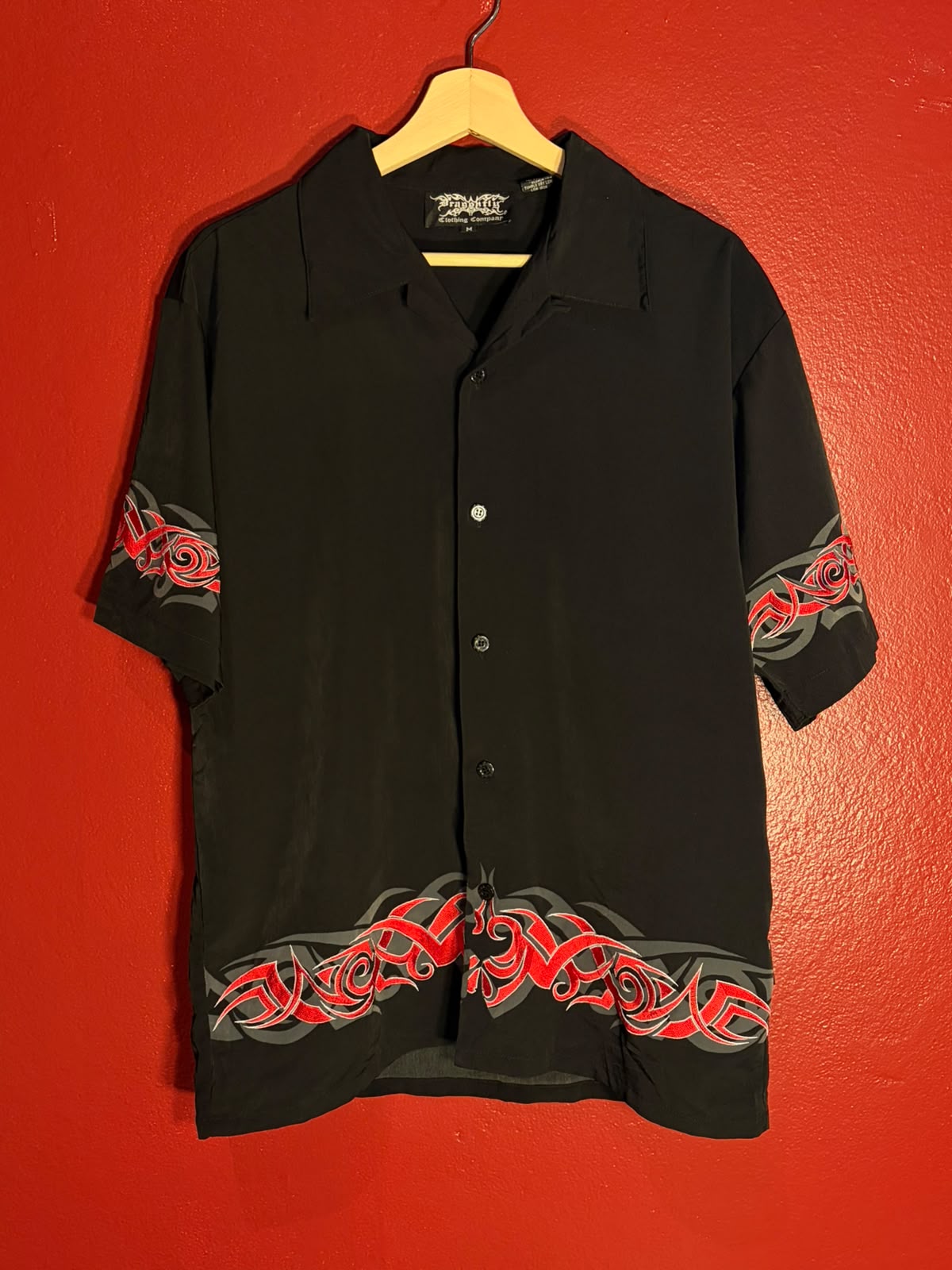 Dragonfly Tribal Print Short Sleeve Shirt - Y2K [M]