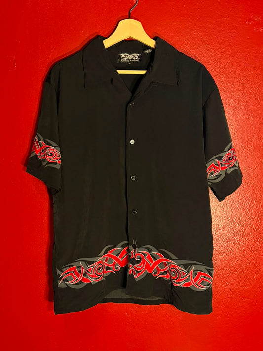 Dragonfly Tribal Print Short Sleeve Shirt - Y2K [M]