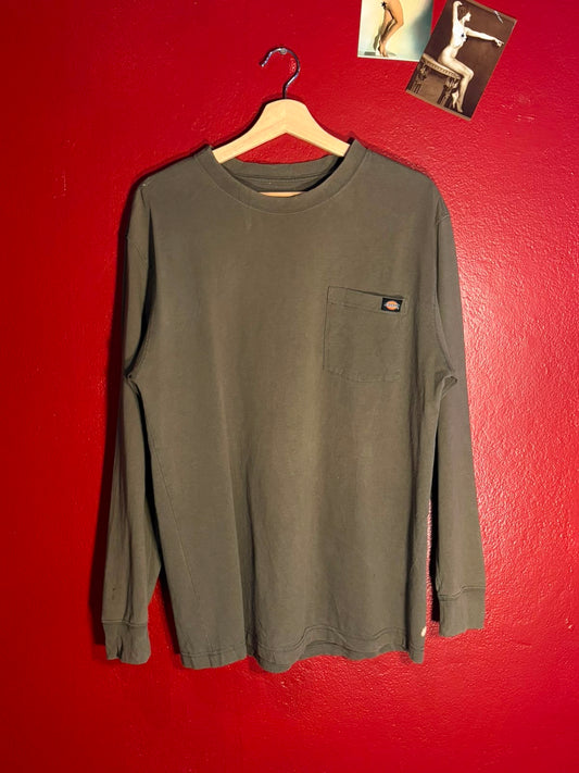 Dickies Faded Olive Green Long Sleeve Pocket T-Shirt [M]