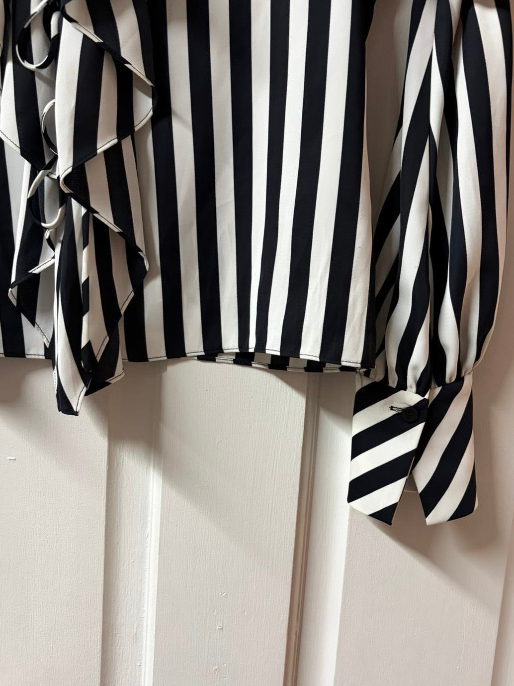 Mid 90s Carla Zampatti Striped Blouse - Made in Australia [Size: 8]