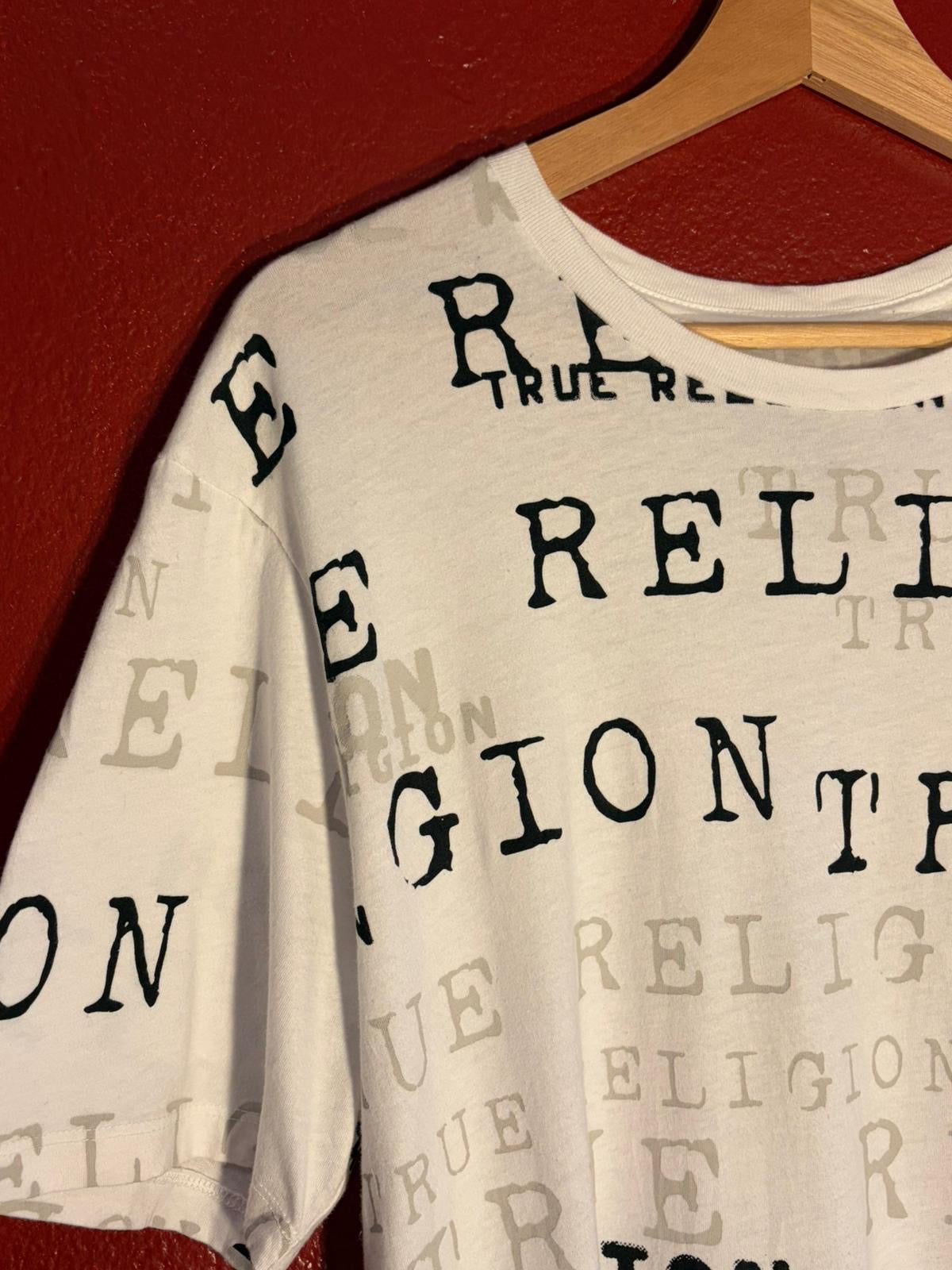 Vintage True Religion All Over Logo T-Shirt [M]