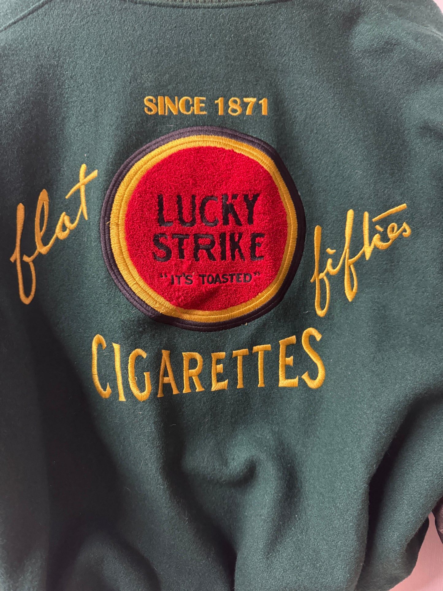 Vintage Lucky Strike x Roots Wool & Leather Varisty Jacket - Made in Canada [L]