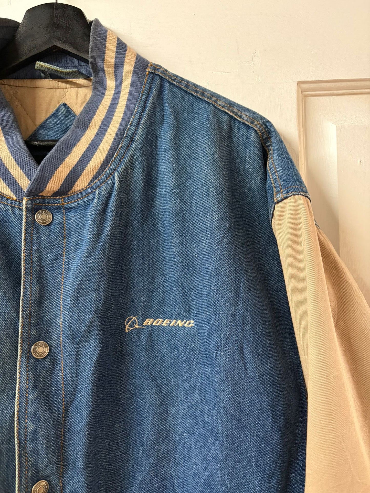 Vintage Boeing Denim Varsity Jacket [L]