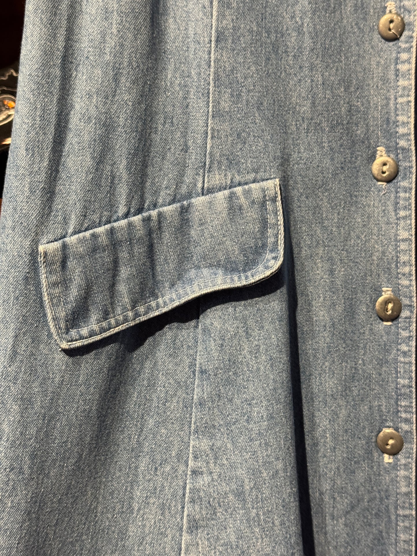 Vintage Clues Collections Denim Button-Front Maxi Dress – Size 12