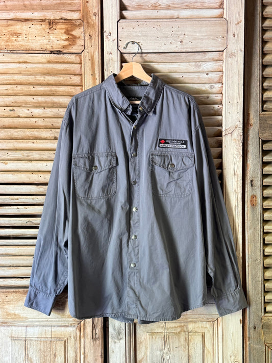 Grey Harley Davidson Embroidered Long Sleeve Shirt [XL]