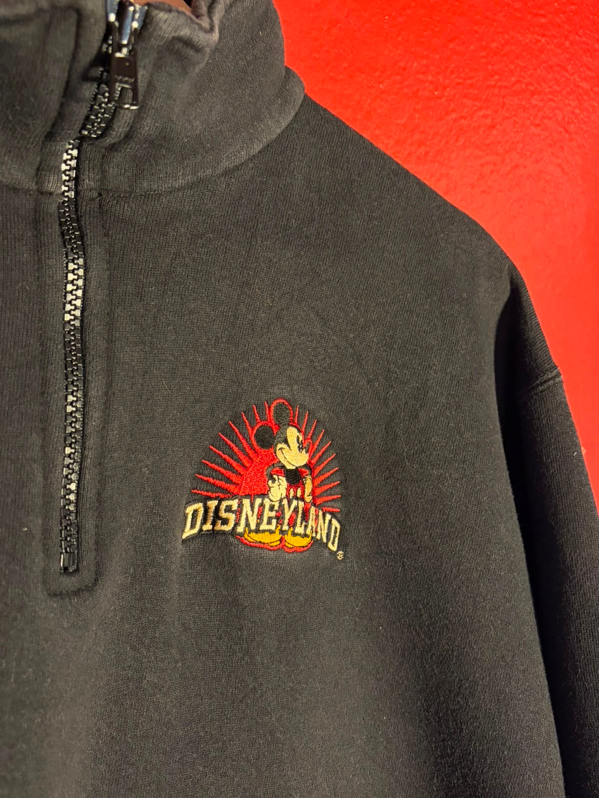 Vintage Disneyland Mickey Embroidered Quarter Zip Sweatshirt - M (AU M)