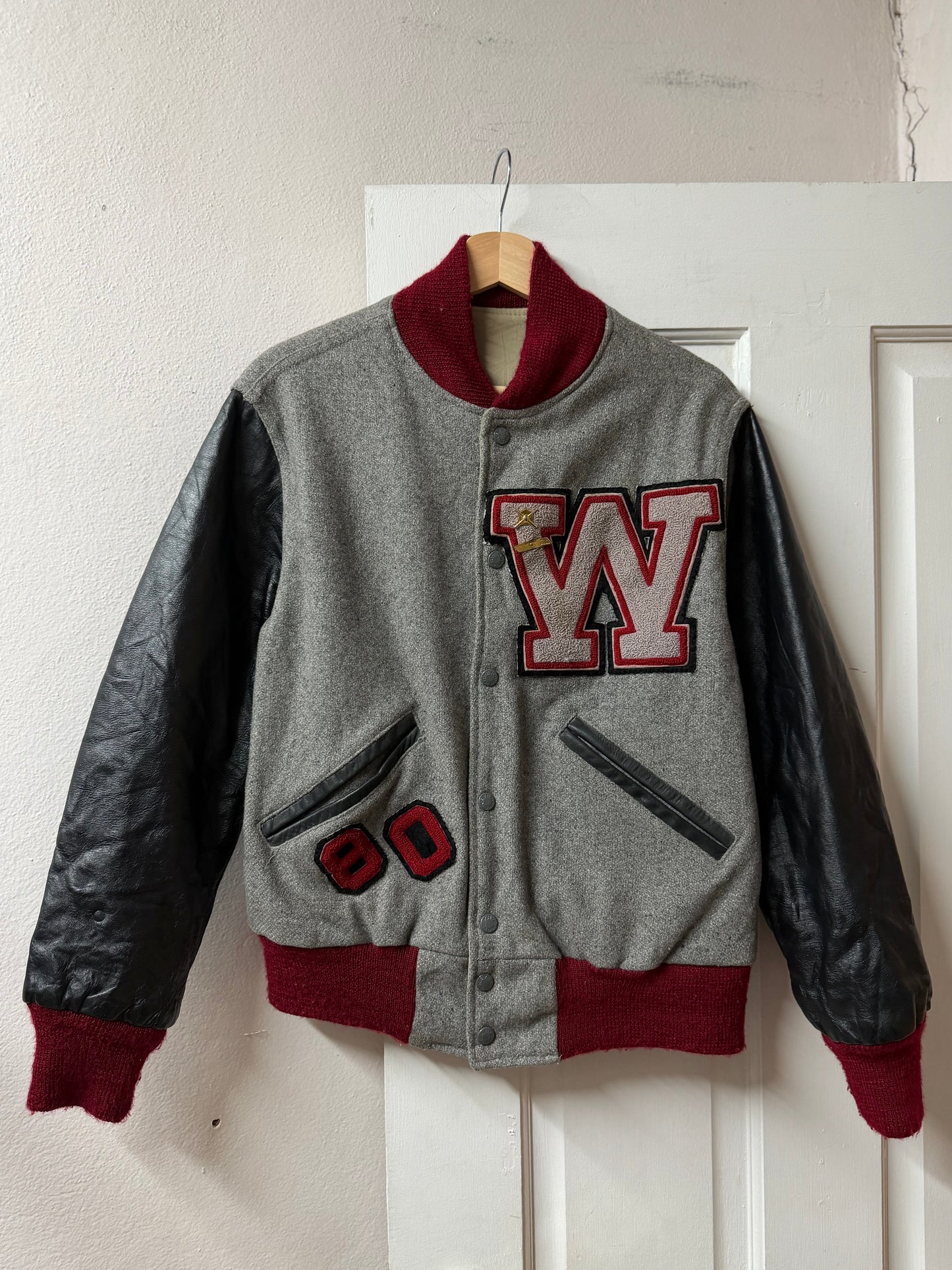Kaye Bros Chenille Leather Varsity Jacket - Made in USA [M]