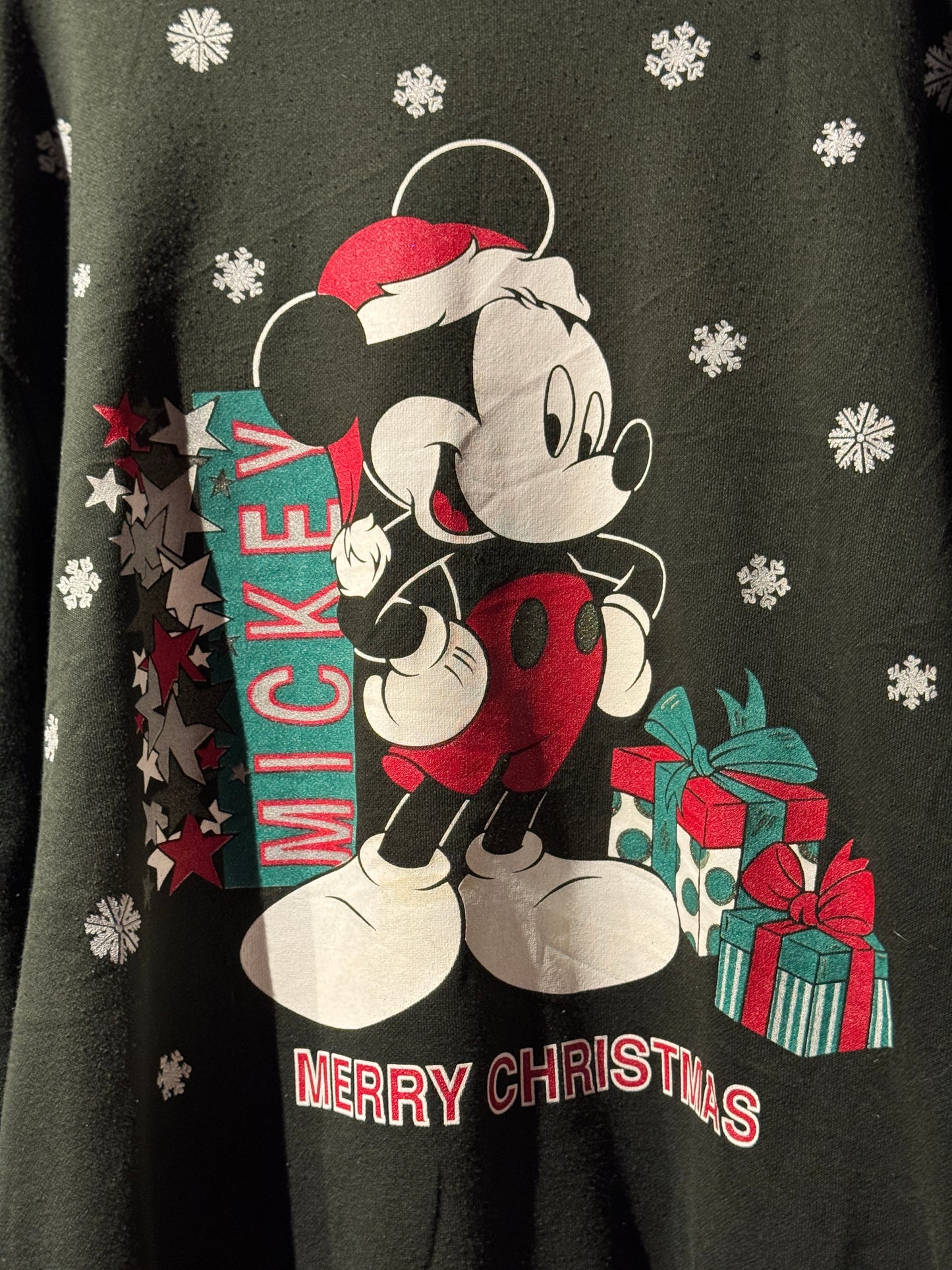 Vintage USA 'Merry Christmas' Mickey Black Crewneck [XL]
