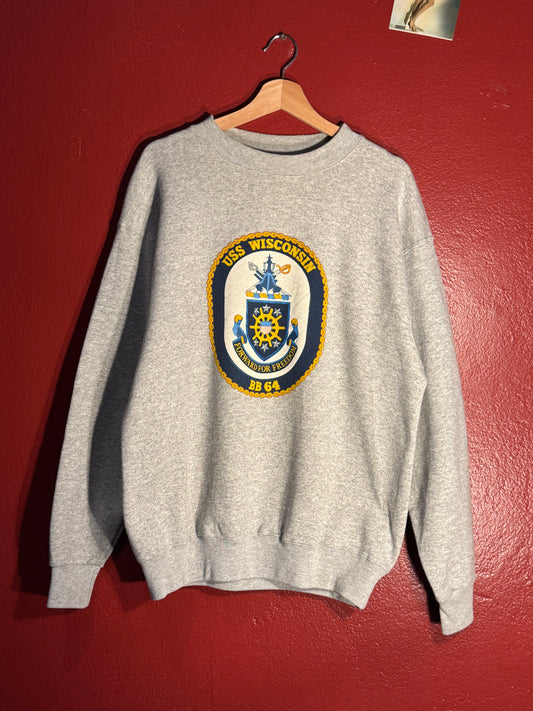 Vintage USS Wisconsin BB-64 Crewneck Sweatshirt [XL]