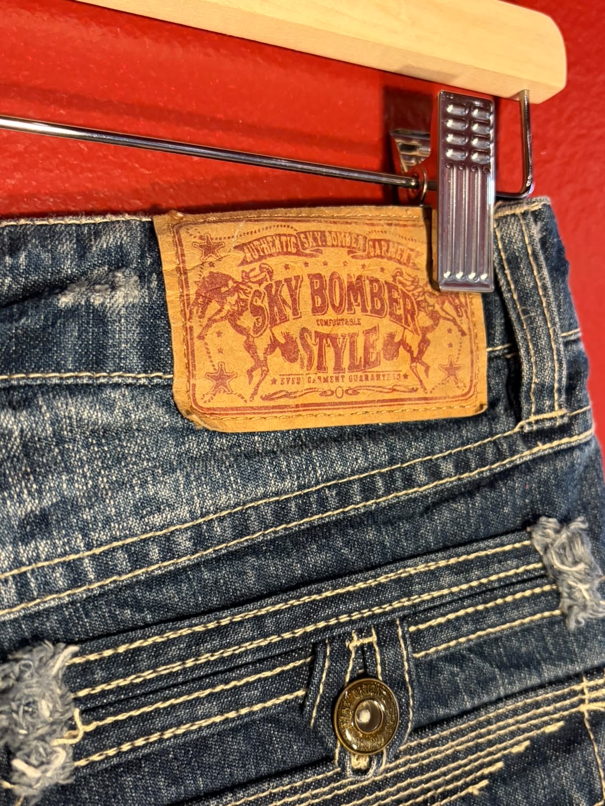 Y2K Sky Bomber Distressed Denim Shorts (AU 6-8)
