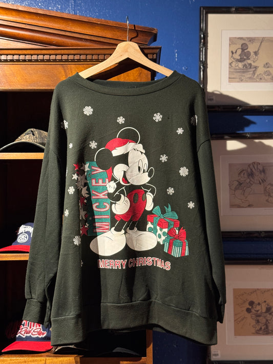 Vintage USA 'Merry Christmas' Mickey Black Crewneck [XL]