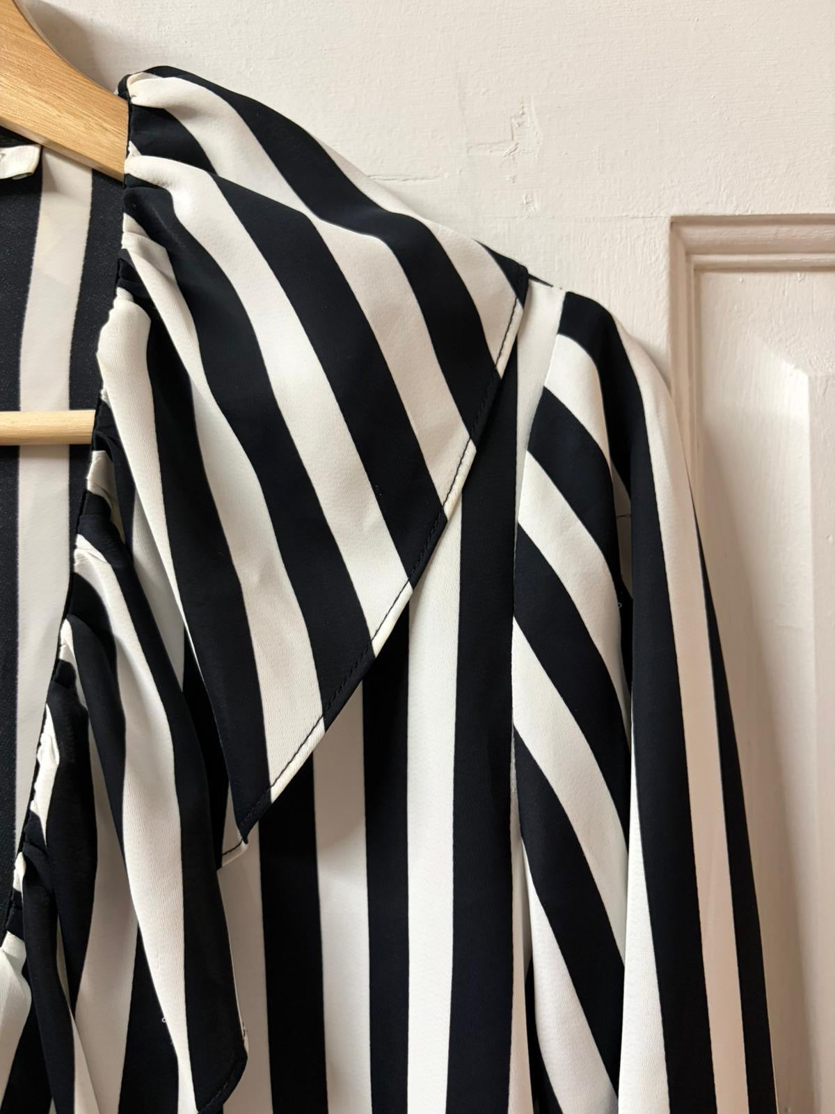 Mid 90s Carla Zampatti Striped Blouse - Made in Australia [Size: 8]