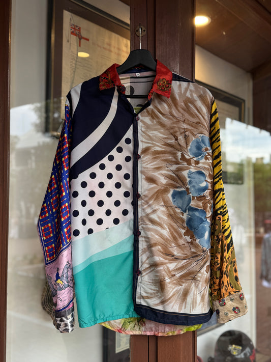 Vintage Silk Reworked Button Up [M]