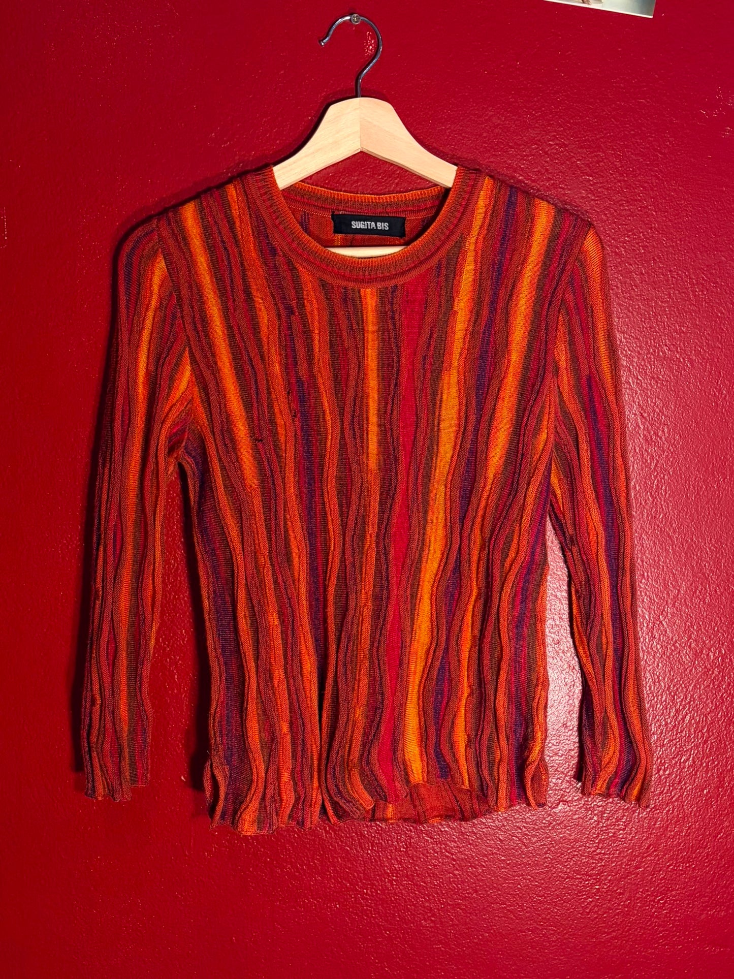 SUGITA BIS Textured Stripe Knit Jumper