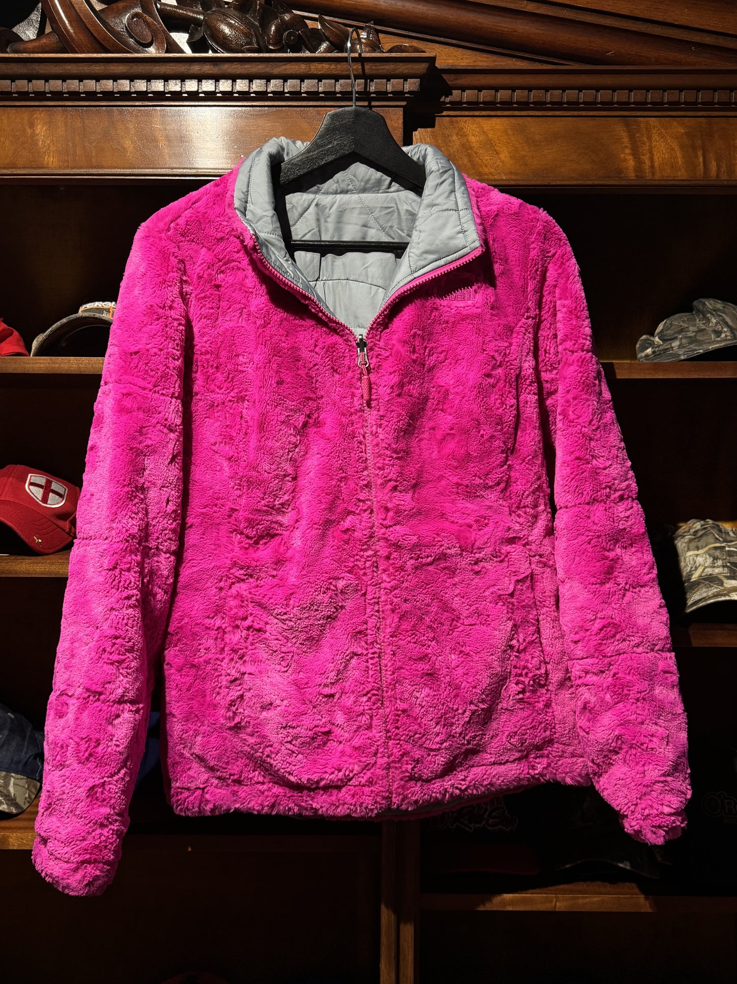 Reversible 'The North Face' Pink & Grey Turtle Neck Fleece - Womens [S]