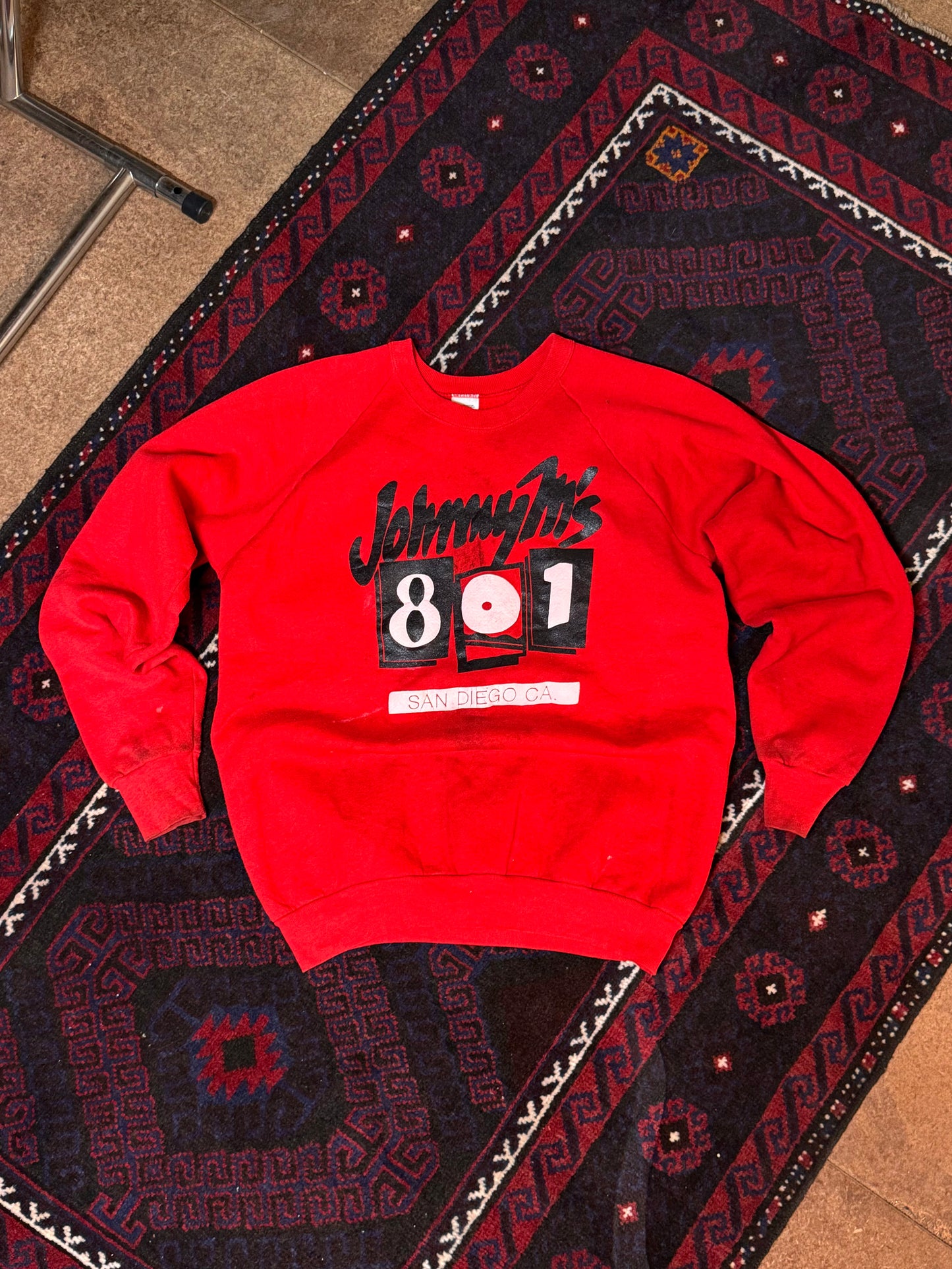 Vintage Red 'Johnny M's 801' Crewneck Sweater [XL]