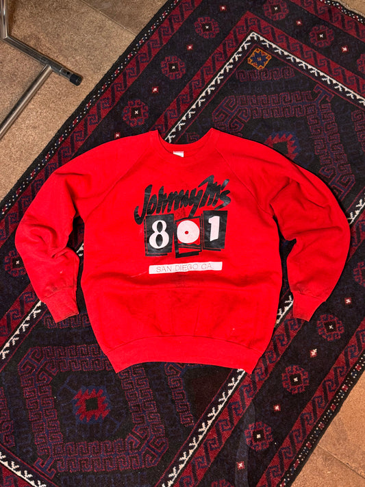 Vintage Red 'Johnny M's 801' Crewneck Sweater [XL]