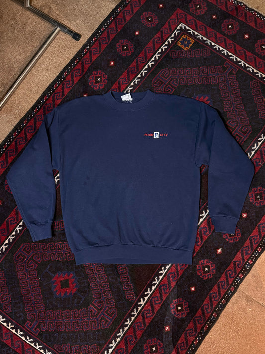 Vintage Food City Navy Blue Crewneck Sweater [L]