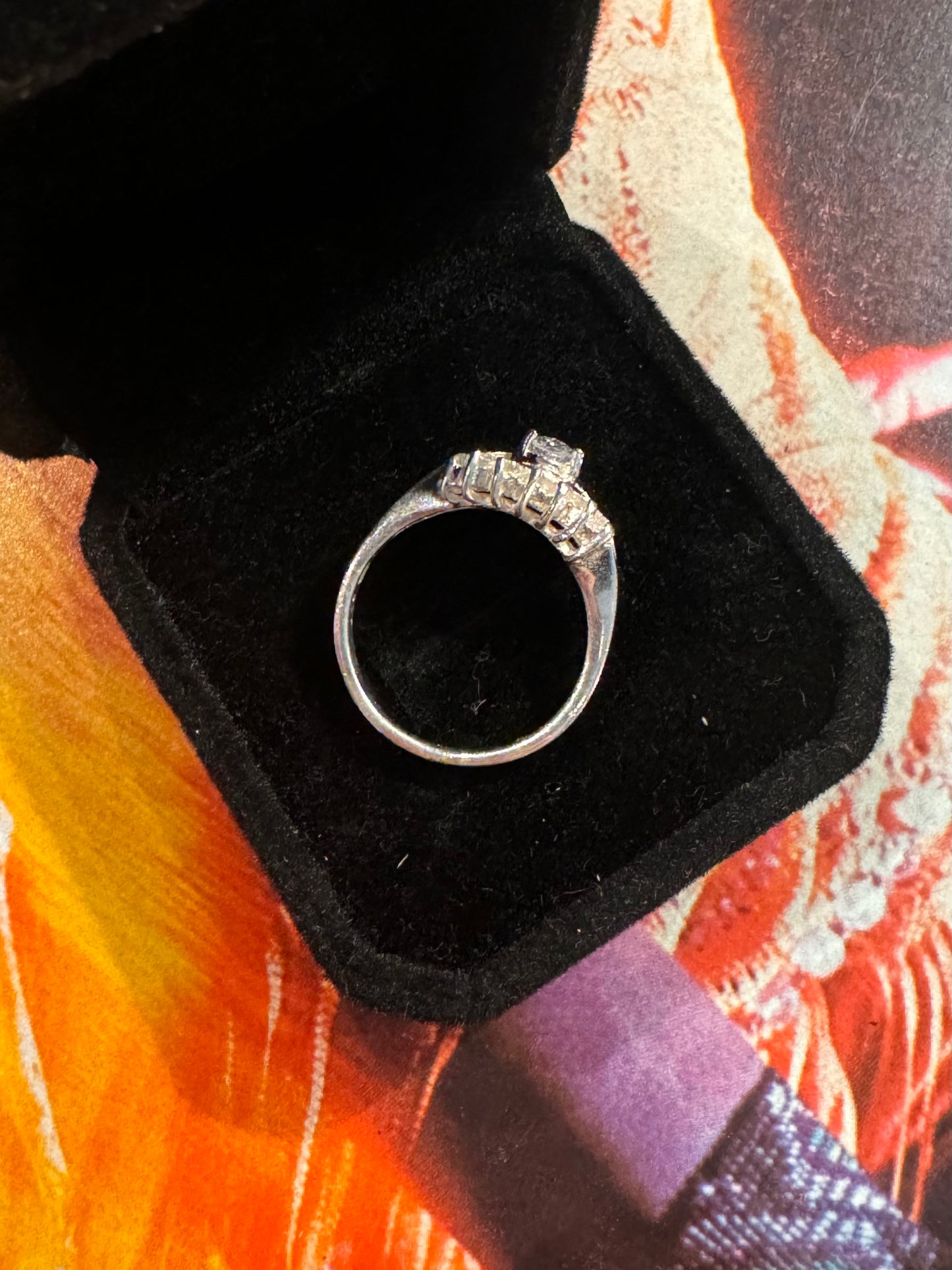 Vintage Cubic Zirconia Cluster Sterling Silver Ring - 925