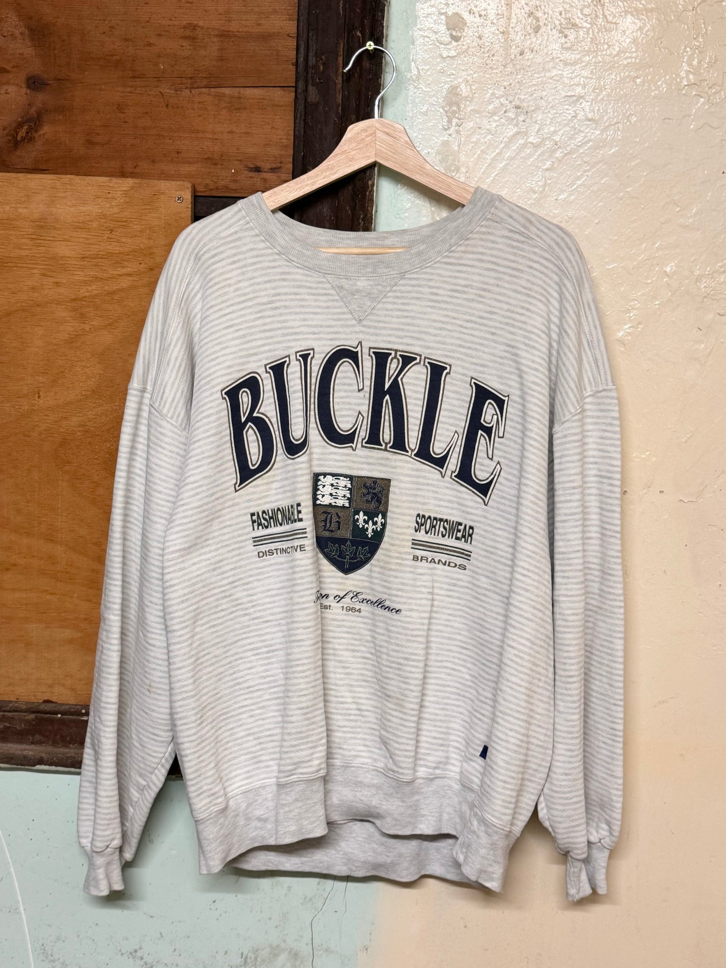 Vintage 'Buckle' Striped Crewneck Sweater [XXL]