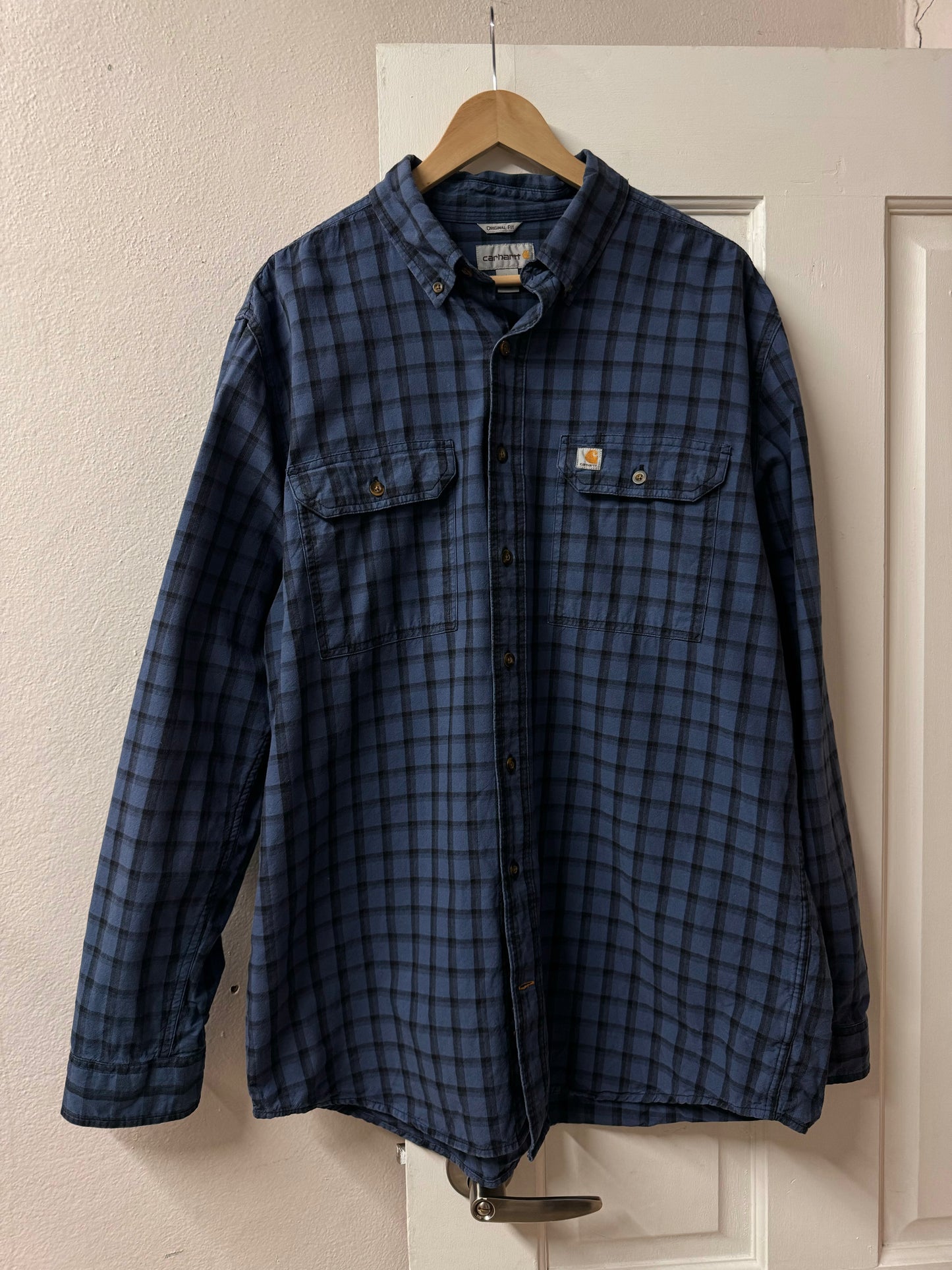 Carhartt Blue & Black Button Up Shirt [L]