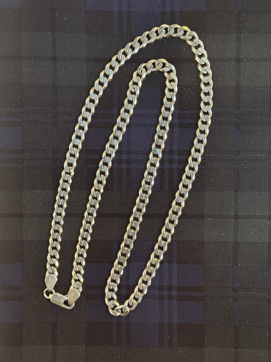 Vintage Solid Silver Flat Curb Chain
